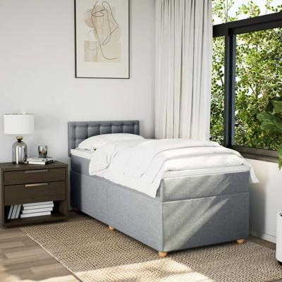 Boxspring met matras stof lichtgrijs 140x200 cm - thumbnail