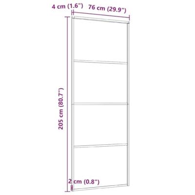 Schuifdeur 76x205 cm aluminium en ESG-glas zwart - thumbnail