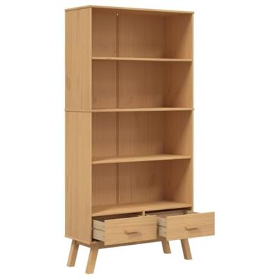 Boekenkast 4-laags OLDEN massief grenenhout bruin