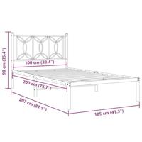 Bedframe met hoofdbord metaal zwart 100x200 cm - thumbnail