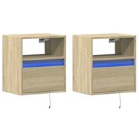 Tv-wandmeubels met LED 2 st 41x31x45 cm sonoma eikenkleurig - thumbnail