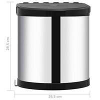Keukenvuilnisbak inbouw 12 L roestvrij staal - thumbnail