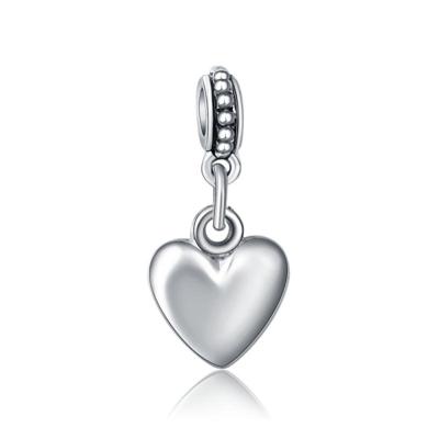 20 stuks hart vorm glad oppervlakte kraal Europese groot gat charme hangers DIY Sieraden accessoires Fit ketting Silvering