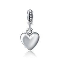 20 stuks hart vorm glad oppervlakte kraal Europese groot gat charme hangers DIY Sieraden accessoires Fit ketting Silvering - thumbnail