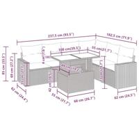 7-delige Loungeset met kussens poly rattan acacia zwart - thumbnail