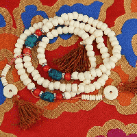 Mala Been 108x, Natural en Stenen met Dorje & Bell Tellers - thumbnail