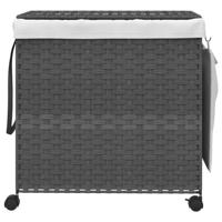 Wasmand op wielen 60x35x60,5 cm rattan grijs - thumbnail