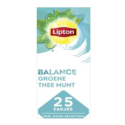 Lipton thee Feel Good Selection, Groene thee munt, pak van 25 zakjes Lipton thee Feel Good Selection, Groene thee munt, pak van 25 zakjes