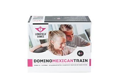 Longfield mexican train domino dubbel 12 in houten koffer 91 stenen