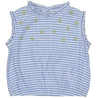 Quapi Zomer shirt meisjes - blauw - AOP geruit - Fienna - thumbnail