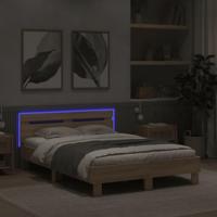 Bedframe met hoofdeinde en LED sonoma eikenkleurig 120x190 cm - thumbnail