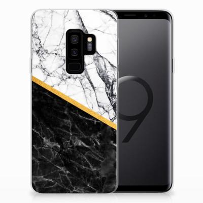 Samsung Galaxy S9 Plus | TPU | Siliconen hoesje | Marmer Wit Zwart - Origineel Cadeau Man