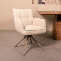 LABEL51 Eetkamerstoel Amalfi - Naturel - Royal Boucle - Taupe Metalen Frame - thumbnail