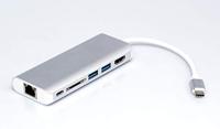 ROLINE Dockingstation USB type C, HDMI 4K, USB 3.0 / USB 3.2 Gen 1, SD/MicroSD, Gigabit Ethernet, zilverkleurig - thumbnail