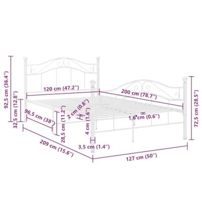 Bedframe metaal wit 120x200 cm