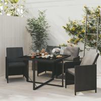 5-delige Tuinset met kussens poly rattan zwart - thumbnail