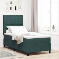 Boxspringbed met matras fluweel donkergroen 90x200 cm - thumbnail