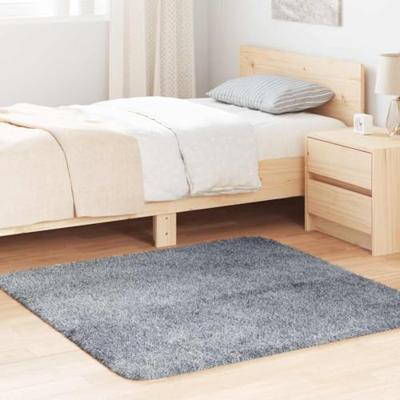 Hoogpolig vloerkleed NAVARRA 120x120 cm polyester lichtgrijs