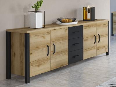 Dressoir OLIANNE 4 deuren 3 lades natuurlijke eik Dressoir OLIANNE 4 deuren 3 lades natuurlijke eik