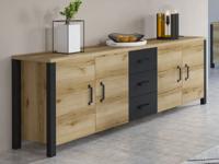 Dressoir OLIANNE 4 deuren 3 lades natuurlijke eik - thumbnail