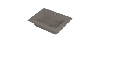 INK Kraft Wastafel Enkele Bak 1 Kraangat - 600x450x10 mm - Quartz Beton