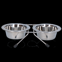 Voer en drinkbak RVS met standaard 200ml Ø 11cm - thumbnail
