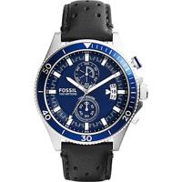 Fossil Wakefield blauwe wijzerplaat zwart lederen Herenhorloge45 mm CH2945 - thumbnail