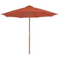 VidaXL Parasol met houten paal 300 cm terracotta - thumbnail