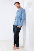 Blauwe doorknoop heren pyjama Hajo - thumbnail