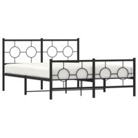 Bedframe met hoofd- en voeteneinde metaal zwart 140x190 cm - thumbnail
