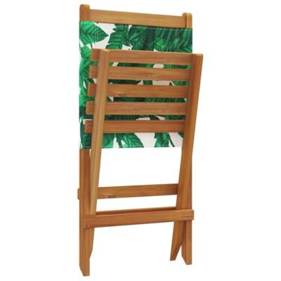 Tuinstoelen 2 st bladpatroon massief acaciahout en stof - thumbnail
