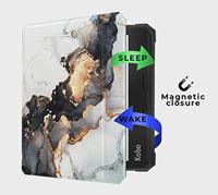 Lunso - Kobo Libra 2 (7 inch) - Vegan saffiano leren sleepcover hoes - Marble Magnus - thumbnail