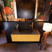 Badkamermeubelset Mondiaz Erin 100 cm met 1 Lade met RIDGE Wastafel Midden Urban met 1 kraangat Greeploos Mat Ocher - thumbnail