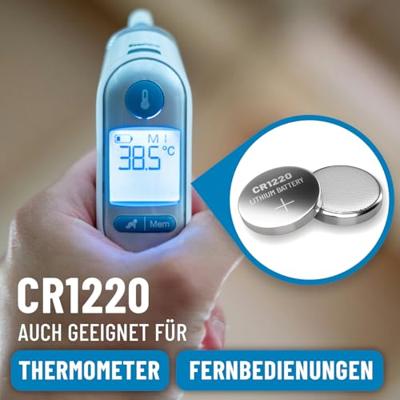 ABSINA CR1220 Knoopcel 3 V lithium 5 stuks - batterij CR 1220 lekvrij en lange houdbaarheid - CR 1220 3 volt voor autosleutel, horloge UVM - CR 1220 batterijen, CR 1220 lithium batterijen