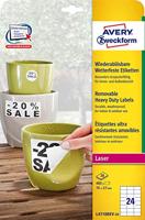 Avery-Zweckform L4718REV-20 Folie-etiketten 70 x 37 mm Polyester folie Wit 480 stuk(s) Weer verwijderbaar Laser (kleur), Laser (zwart/wit), Kopiëren (kleur), - thumbnail