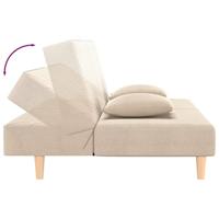 Slaapbank 2-zits met 2 kussens stof crèmekleurig - thumbnail