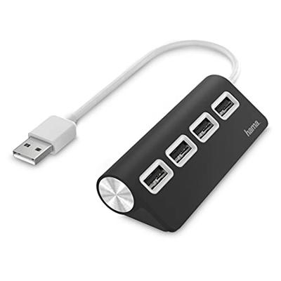 Hama USB-HUB, 4-POORTS, USB 2.0, 480 MBIT/S USB Hub Zwart - thumbnail