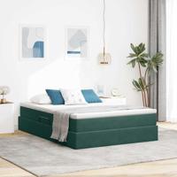 Opbergbed met matras Donkergroen 140 x 190 cm Fluweel - thumbnail