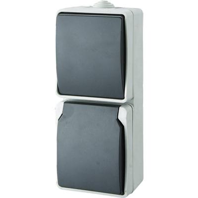 GAO 9878 Standaard Schakel-/stopcontact combinatie spatwaterdicht Grijs 1 stuk(s)