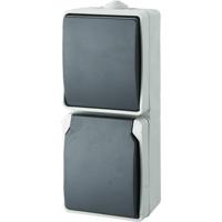 GAO 9878 Standaard Schakel-/stopcontact combinatie spatwaterdicht Grijs 1 stuk(s) - thumbnail