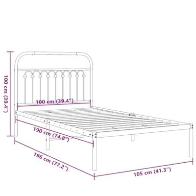 Bedframe met hoofdbord metaal wit 100x190 cm