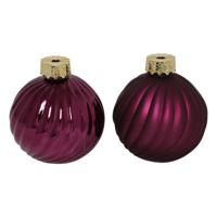 Kerstbal vaas Stripe paars glas Ø10cm - thumbnail