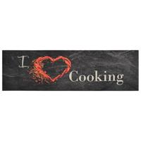 VidaXL Keukenmat wasbaar cooking-print 45x150 cm fluweel zwart - thumbnail