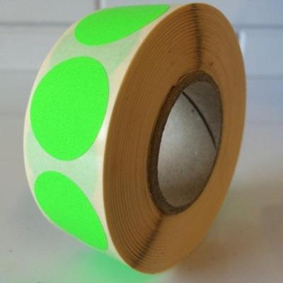 Etiket 25 mm rond fluor groen 1000 rol