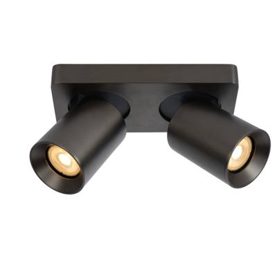 Lucide NIGEL - Plafondspot - LED Dim to warm - GU10 - 2x5W 2200K/3000K - Zwart Staal