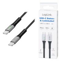 LogiLink CU0434 - USB 3.2 Gen2x2 Type-C aansluitkabel (stekker), 20 Gbit/s, 100W, 4K, LED, lengte: 2,0 m - thumbnail