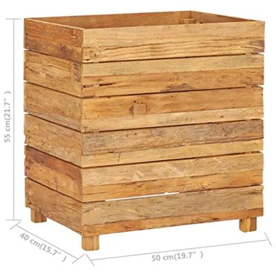 Plantenbak verhoogd 50x40x55 cm gerecycled teakhout en staal Plantenbak verhoogd 50x40x55 cm gerecycled teakhout en staal