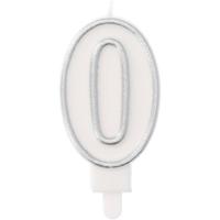 Cijferkaars &apos;0&apos; Wit Zilver Chique (9cm) - thumbnail