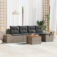 Tuinbankenset met kussen 6 pcs Grijs poly rattan - thumbnail