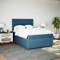 Boxspring met matras fluweel donkerblauw 180x200 cm - thumbnail